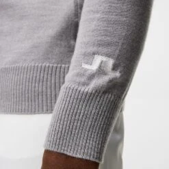 J.Lindeberg Golf Pullover - Kian Tour Merino QZ - Grey Mel. 2023 -Golf Fashion Shop 0005 gmkw06357 9363 007 original