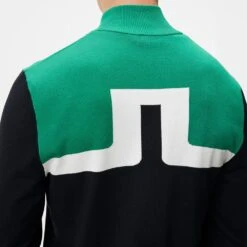 J.Lindeberg Golf Pullover - Jeff Knitted QZ - Black SS23 -Golf Fashion Shop 0047 amkw08141 9999 007 original