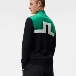 J.Lindeberg Golf Pullover - Jeff Knitted QZ - Black SS23 -Golf Fashion Shop 0050 amkw08141 9999 004 original