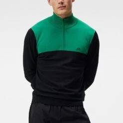 J.Lindeberg Golf Pullover - Jeff Knitted QZ - Black SS23 -Golf Fashion Shop 0051 amkw08141 9999 003 original