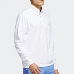 Adidas Golf Jumper - Elevated QZ - White AW23 -Golf Fashion Shop adidas golf jumper elevated qz white ss23 ib6113 c