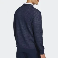 Adidas Golf Jumper - Primeknit Tour Crew - Collegiate Navy SS23 -Golf Fashion Shop adidas golf jumper primeknit tour crew collegiate navy ss23 hr7959 e