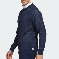 Adidas Golf Jumper - Primeknit Tour Crew - Collegiate Navy SS23 -Golf Fashion Shop adidas golf jumper primeknit tour crew collegiate navy ss23 hr7959 f