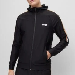 BOSS Golf Hoodie - Sicon MB 1 FZ - Black SP23 -Golf Fashion Shop boss golf hoodie sicon mb 1 fz black sp23 50490646 001 d