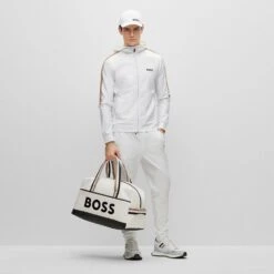 BOSS Golf Hoodie - Sicon MB 1 FZ - Training White SP23 -Golf Fashion Shop boss golf hoodie sicon mb 1 fz training white sp23 50490646 100 b