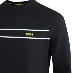BOSS Golf Jumper - Righam Crew - Black SP23 -Golf Fashion Shop boss golf jumper righam crew black sp23 50492604 001 o