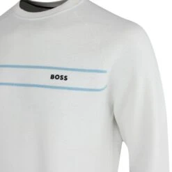 BOSS Golf Jumper - Righam Crew - Training White SP23 -Golf Fashion Shop boss golf jumper righam crew training white sp23 50492604 100 p