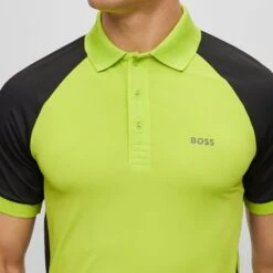 BOSS Golf Shirt - Pauletech Slim - Acid Lime SP23 -Golf Fashion Shop boss golf shirt pauletech slim acid lime sp23 hbeu50487842 325 340