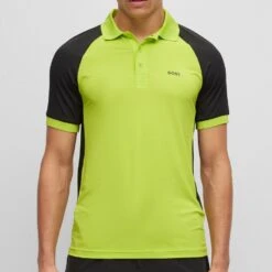 BOSS Golf Shirt - Pauletech Slim - Acid Lime SP23 -Golf Fashion Shop boss golf shirt pauletech slim acid lime sp23 hbeu50487842 325 350