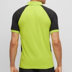 BOSS Golf Shirt - Pauletech Slim - Acid Lime SP23 -Golf Fashion Shop boss golf shirt pauletech slim acid lime sp23 hbeu50487842 325 360