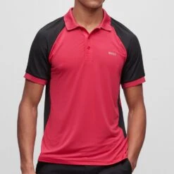 BOSS Golf Shirt - Pauletech Slim - Dark Pink SP23 -Golf Fashion Shop boss golf shirt pauletech slim dark pink sp23 50487842 660 n 1