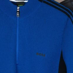 BOSS Golf Jumper - Zinos SS - Sodalite Blue FA23 -Golf Fashion Shop boss zinos short sleeve knitwear blue 01