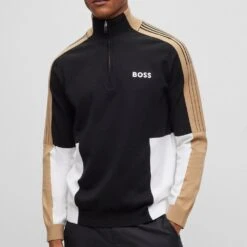 BOSS Golf Jumper - Zolkar Pro - Black FA23 -Golf Fashion Shop boss zolkar pro knit jumper black fa23 07