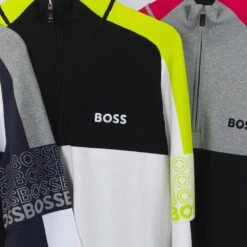 BOSS Golf Jumper - Zolko Pro QZ - Training White SP23 -Golf Fashion Shop boss zolko pro white black lime