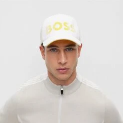 BOSS Golf Cap - Metastripe Logo - Training White FA23 -Golf Fashion Shop boss golf cap metastripe logo training white fa23 50495857 100 lifestyle