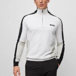 BOSS Golf Jumper - Zolkar Pro - Training White FA23 -Golf Fashion Shop boss golf jumper zolkar pro training white fa23 50493769 100 1