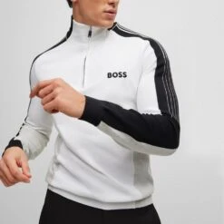 BOSS Golf Jumper - Zolkar Pro - Training White FA23 -Golf Fashion Shop boss golf jumper zolkar pro training white fa23 50493769 100 lifestyle