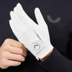 Castore Golf Glove - Leather Perforated - White SS23 -Golf Fashion Shop castore golf glove leather perforated white ss23 cm0774l 020 4