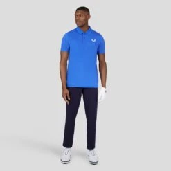 Castore Golf Shirt - Breathable Mesh Polo - Royal Blue SS23 -Golf Fashion Shop castore golf shirt breathable mesh polo royal blue ss23 cm0765 167 94
