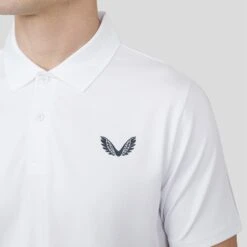 Castore Golf Shirt - Breathable Mesh Polo - White SS23 -Golf Fashion Shop castore golf shirt breathable mesh polo white ss23 cm0765 020 40