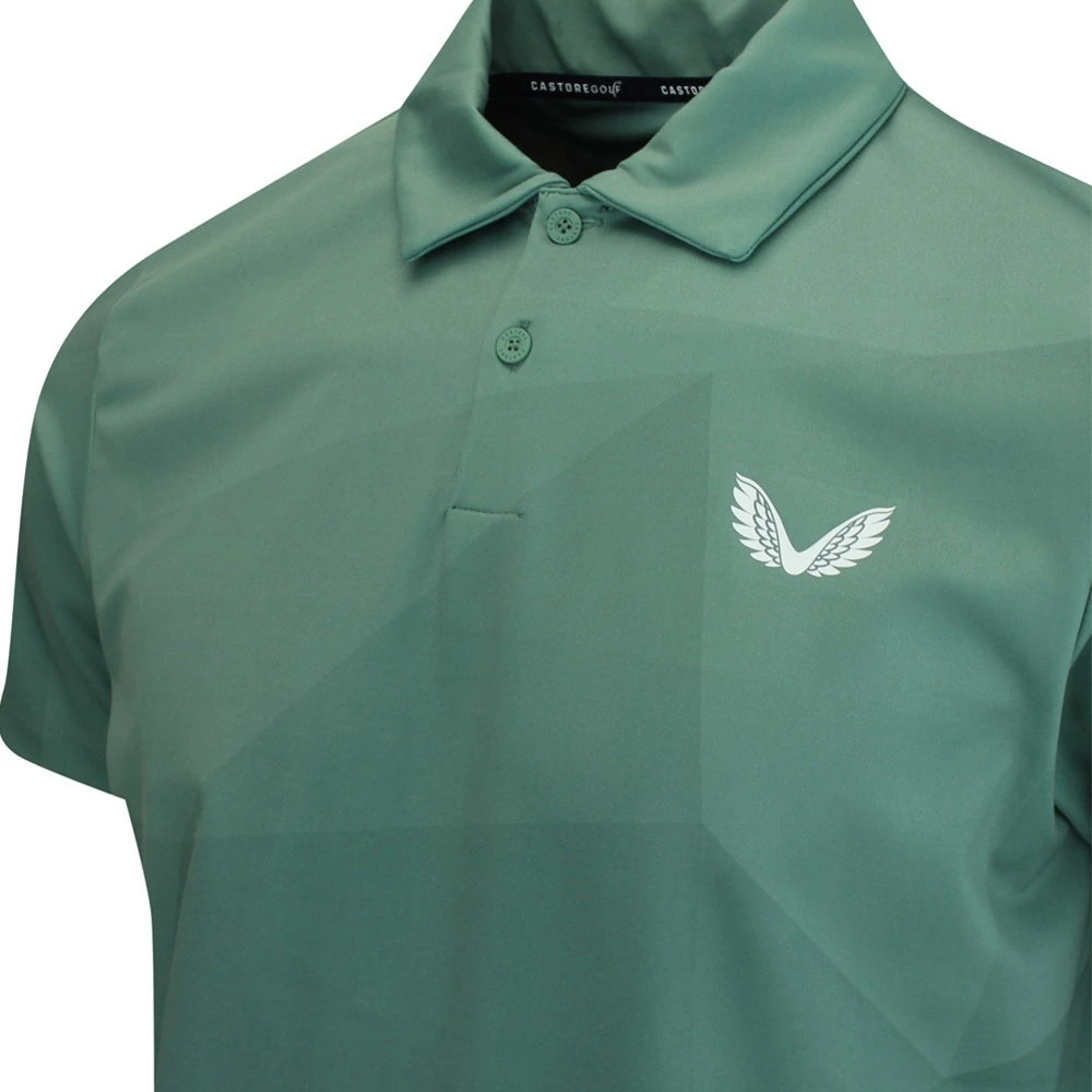 Castore Golf Shirt - Geo Gradient Print Polo - Hunter Green SS23 6 Castore Golf Shirt - Geo Gradient Print Polo - Hunter Green SS23 - Image 4