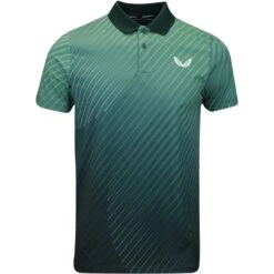 Castore Golf Shirt - Geo Stripe Print Polo - Hunter Green SS23