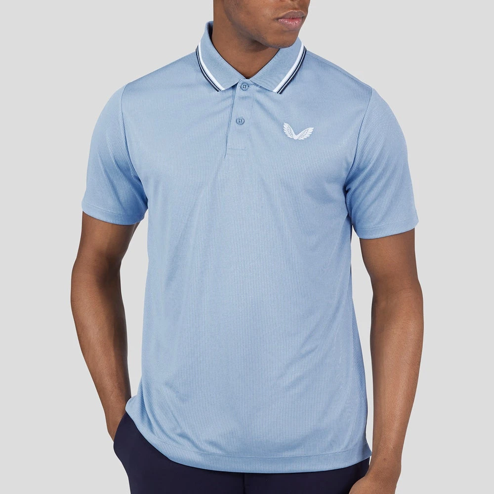 Castore Golf Shirt - Tipped Performance Polo - Sky Blue SS23 7 Castore Golf Shirt - Tipped Performance Polo - Sky Blue SS23 - Image 5