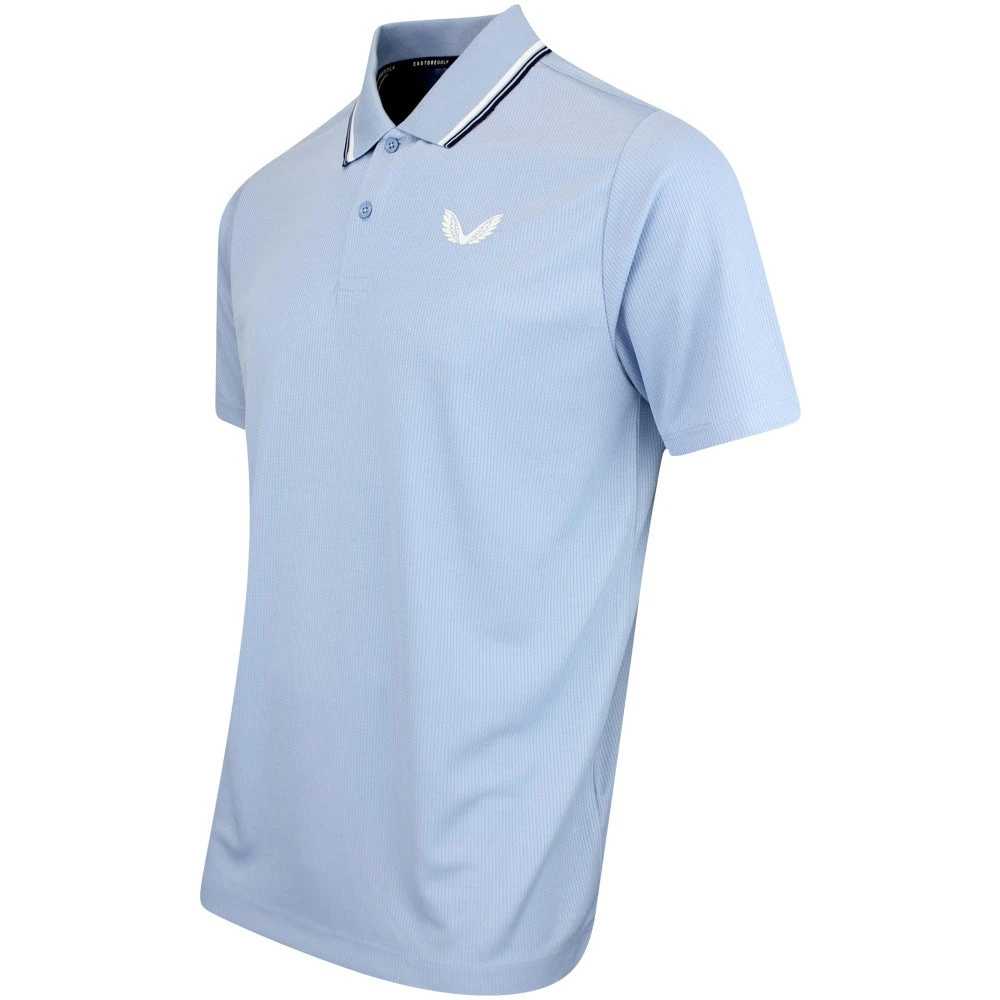 Castore Golf Shirt - Tipped Performance Polo - Sky Blue SS23 4 Castore Golf Shirt - Tipped Performance Polo - Sky Blue SS23 - Image 2