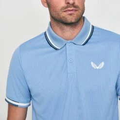 Castore Golf Shirt - Tipped Performance Polo - Sky Blue SS23 21 Castore Golf Shirt - Tipped Performance Polo - Sky Blue SS23 -Golf Fashion Shop castore golf shirt tipped performance polo sky blue ss23 cm0823 172 57