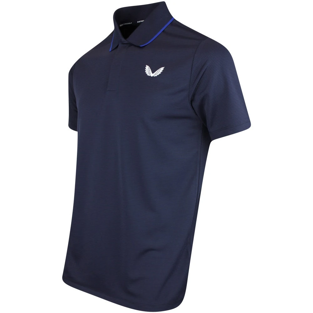 Castore Golf Shirt - Tonal Stripe Polo - Midnight Navy SS23 4 Castore Golf Shirt - Tonal Stripe Polo - Midnight Navy SS23 - Image 2