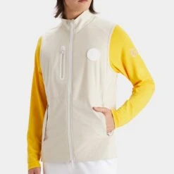 G/FORE Golf Gilet - Repeller Soft Shell Vest - Stone SP23 -Golf Fashion Shop g fore golf gilet repeller soft shell vest stone sp23 g4ma23o06 stn a