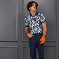 G/FORE Golf Shirt - Blossom Floral Polo - Twilight SP23 -Golf Fashion Shop g fore golf shirt blossom floral polo twilight sp23 g4ms23k061 twlt b