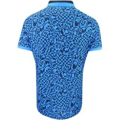 G/FORE Golf Shirt - Distorted Check Tech Pique - Racer Blue AW23 -Golf Fashion Shop g fore golf shirt distorted check tech pique racer blue aw23 g4mf23k241 racer 30