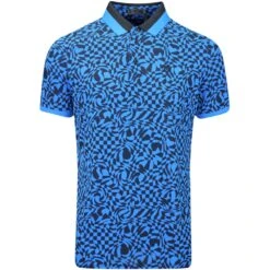 G/FORE Golf Shirt - Distorted Check Tech Pique - Racer Blue AW23