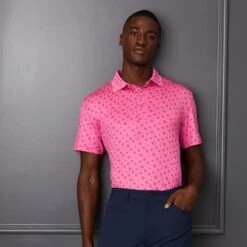 G/FORE Golf Shirt - Sketch Logo Polo - Azalea SP23 -Golf Fashion Shop g fore golf shirt sketch logo polo azalea sp23 g4ms23k060a aza b