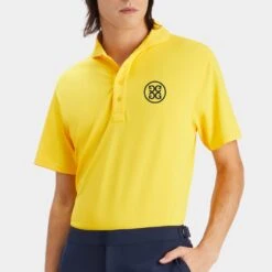 G/FORE Golf Shirt - TOUR Pique Polo - Fly Yellow SP23 -Golf Fashion Shop g fore golf shirt tour pique polo fly yellow sp23 g4ms23k300 flyy 31