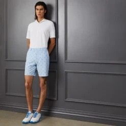 G/FORE Golf Shorts - Maverick 8" Hybrid - Sky Blue Skulls SP23 -Golf Fashion Shop g fore golf shorts maverick 8 inch hybrid sky blue skulls sp23 g4ms23p04b sky e