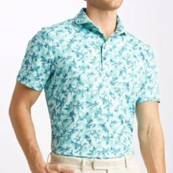 G/FORE Golf Shirt - Mapped Icon Camo Tech Jersey - Monsoon AW23 -Golf Fashion Shop g4mf23k060 mons 32