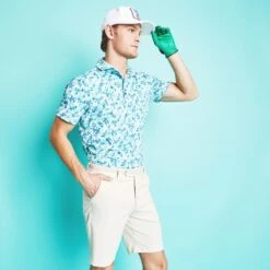 G/FORE Golf Shirt - Mapped Icon Camo Tech Jersey - Monsoon AW23 -Golf Fashion Shop g4mf23k060 mons 36