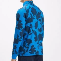 G/FORE Golf Pullover - Tonal Floral Luxe Mid - Racer Blue AW23 -Golf Fashion Shop g4mf23k123c racer 280