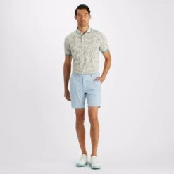 G/FORE Golf Shirt - Outline Iris Tech Pique - Stone AW23 -Golf Fashion Shop g4mf23k242 stn 172