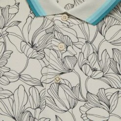 G/FORE Golf Shirt - Outline Iris Tech Pique - Stone AW23 -Golf Fashion Shop g4mf23k242 stn 173