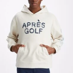 G/FORE Golf Pullover - Après Golf Hoodie - Stone AW23 -Golf Fashion Shop g4mf23k420a stn 305