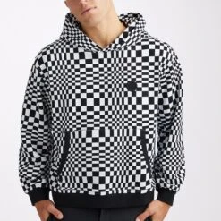 G/FORE Golf Pullover - Distorted Check Hoodie - Snow AW23 -Golf Fashion Shop g4mf23k420e sno 318