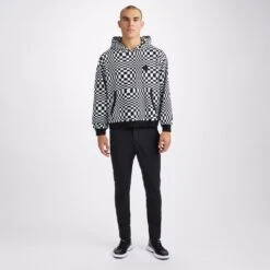 G/FORE Golf Pullover - Distorted Check Hoodie - Snow AW23 -Golf Fashion Shop g4mf23k420e sno 320