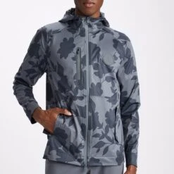 G/FORE Golf Jacket - Repeller Soft Shell Hoodie - Charcoal Floral AW23 -Golf Fashion Shop g4mf23o13a cha 336
