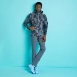 G/FORE Golf Jacket - Repeller Soft Shell Hoodie - Charcoal Floral AW23 -Golf Fashion Shop g4mf23o13a cha 341