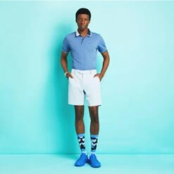 G/FORE Golf Shirt - Two Tone Tech Pique - Slate AW23 -Golf Fashion Shop g fore 0000 g4mf23k303 sla 1