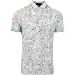 G/FORE Golf Shirt - Outline Iris Tech Pique - Stone AW23