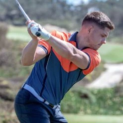 Galvin Green Golf Shirt - Mateus - Orange SS23 -Golf Fashion Shop galvin green golf shirt mateus orange ss23 g1366 53 n